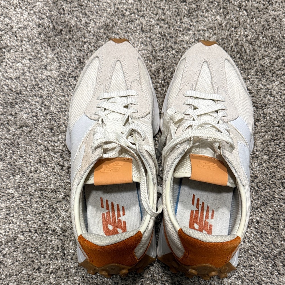 New Balance 327 Women's Sneakers in Cream and Tan - Picture 5 of 9